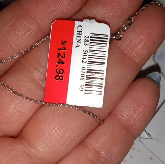 NWT - Sterling Silver Diamond Square Pendant & Stud Earring Set - White - Picture 3 of 4